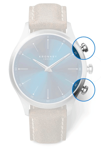 Funciones inteligentes de los botones del smartwatch Kronaby